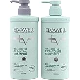 Set Of 2 Elvawell White Truffle Oil Control Shampoo and Conditioner Set, 1000ml Each, Silicon-Free