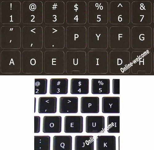 MAC DVORAK KEYBOARD STICKER BLACK BACKGROUND FOR MACINTOSH