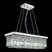 Siljoy Modern Rectangular Crystal Chandeliers 8 Lights Rectangle Raindrop Pendant Ceiling Light Fixture for Kitchen Island Dining Room, Adjustable Height, Polished Chrome Finish, L40 x W10 x H10