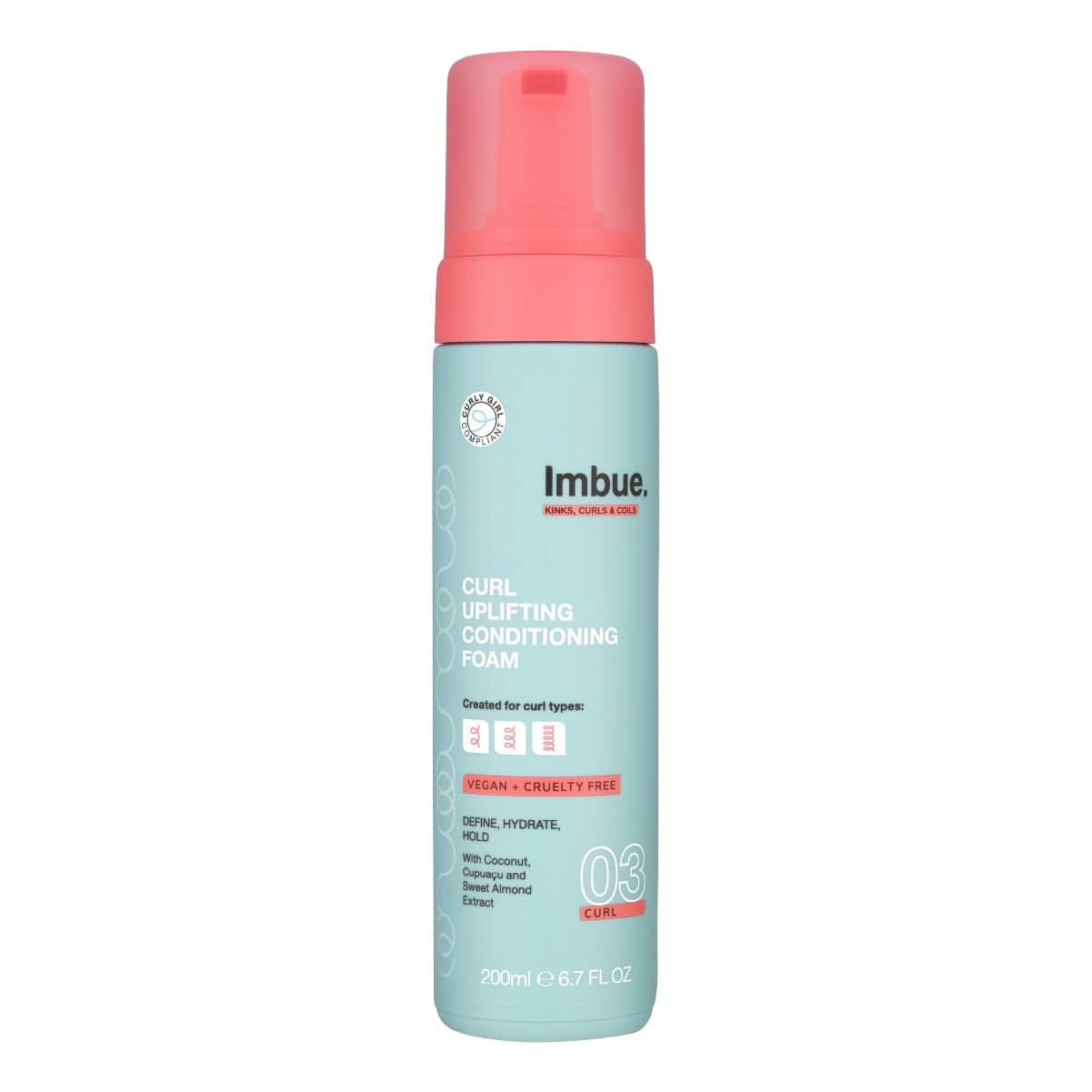 Imbue Curl Uplifting Conditioning Foam Hair Mousse - Hair Conditioner Curly Girl Movement Paraben Free Vegan, White — image 1