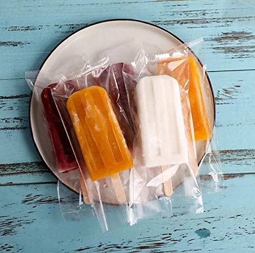 Ice Popsicles Bags Thick Frozen Pops Ice Cream Plastic Wrappers for Candy Food Grade Hot Sealing Packing Containers (200Pcs ,Clear) - Thumbnail 4
