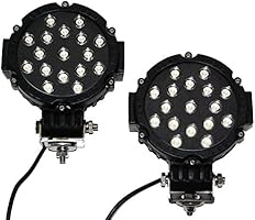 RioRand&reg; 2 x 51w Round LED Light 7" Spot Work Off Road Fog Driving Roof Bar Bumper 4x4 UTV