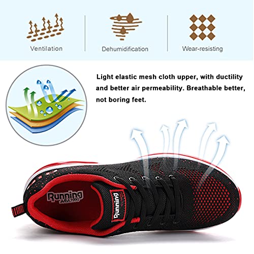 fashioncool Men\'s Women’ s Non Slip Gym Sneakers Lightweight Breathable Athletic Running Walking Tennis Shoes Red835 EU 40