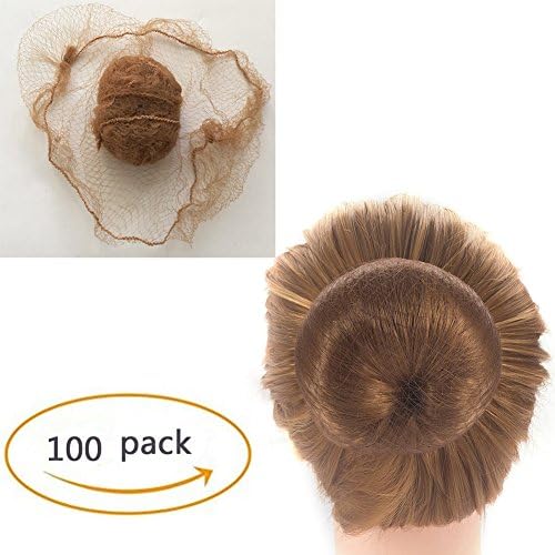 Pack of 100pcs 22" Hair Nets Invisible Elastic Edge Mesh Fancy Look Hair (Light Brown-100)