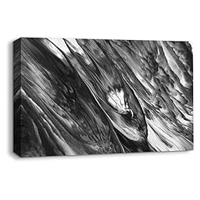 Canvas Wall Art Abstract Black and White Painting Artwork for Home Prints Framed - 12x18 inches