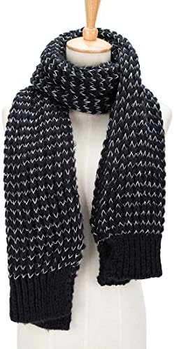 PROPRE Women's Fashion Long Scarf Winter Warm Knit Scarves (Black)