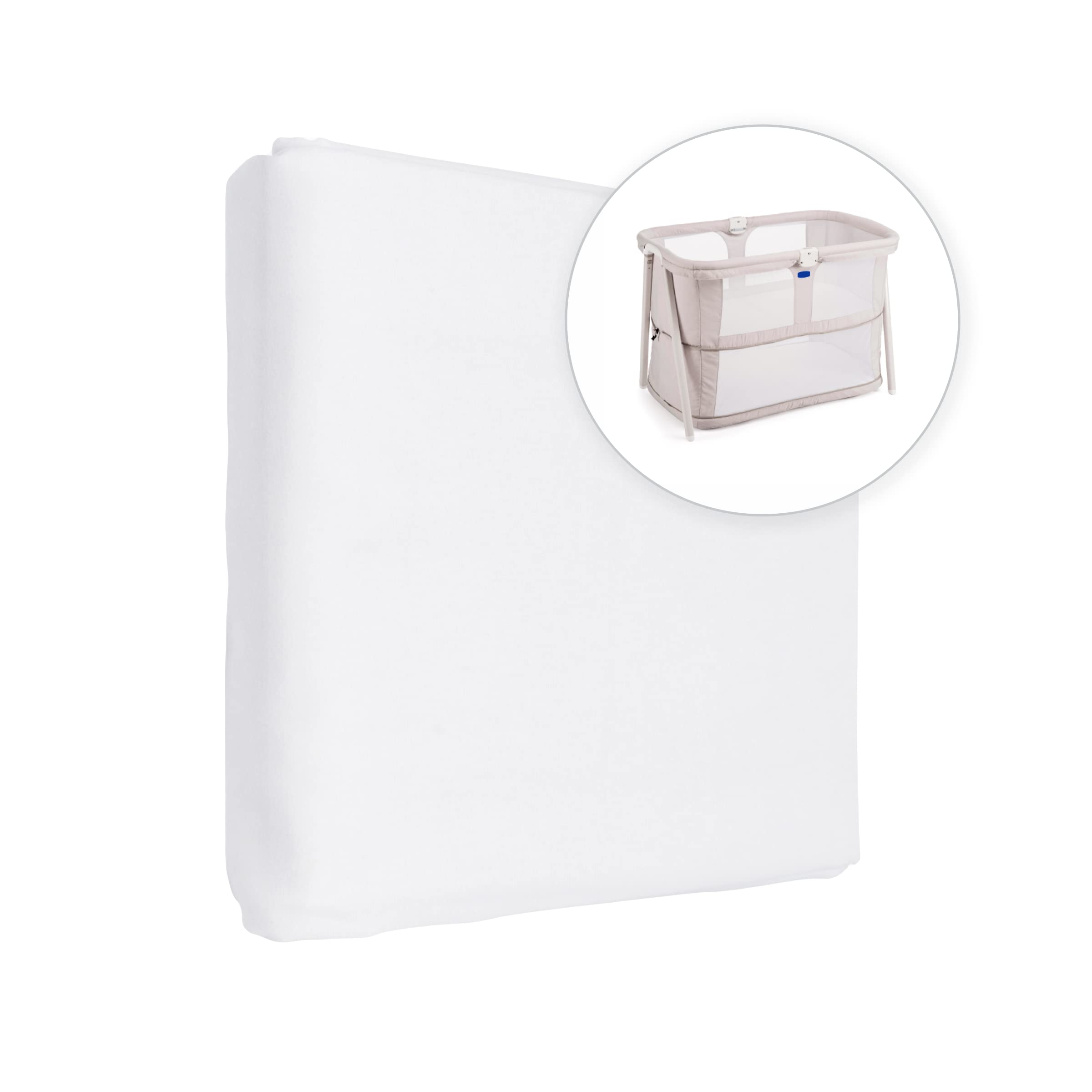 Jersey 100% Cotton Fitted Sheet for 95 x 65 cm Baby Travel Cot Mattress (White) — image 1