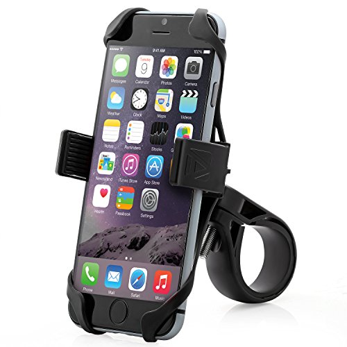 Aduro U-Grip Plus Universal Bike Mount - for Motorcycle, Handlebar, Roll Bar, iPhone X Xs 7 6 6s 7 Plus 5 5s 5c Bike Mount for All Android Smartphones, and GPS Holder (Black/Black)