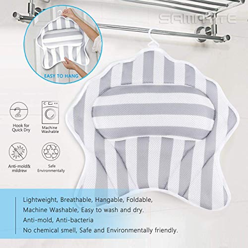 Luxurious Bath Pillow for Women & Men, Ergonomic Bathtub Cushion for Neck, Head & Shoulders