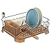 mDesign Alloy Steel Sink Dish Drying Rack Holder w/Plastic Swivel Spout Drainboard Tray - Dish Rack/Dish Drainer Storage Organizer for Kitchen Counter - Holds Cups - Concerto Collection - Amber/Bronze