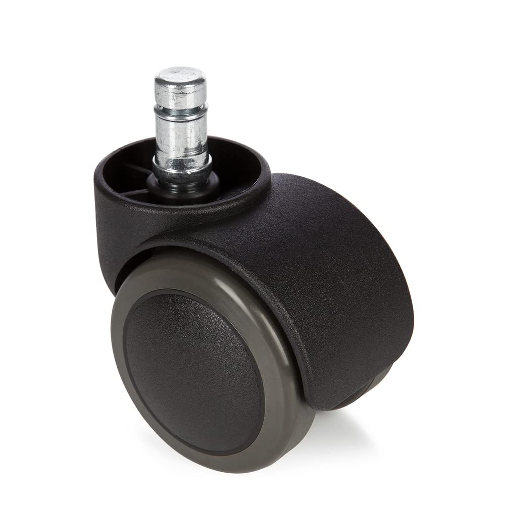 hjh OFFICE, 619000, Castors, Wheels for office, executive chairs, ROLO, black, Set of 5 x special castors for hard floors 10 mm pin, 50 mm diameter wheel