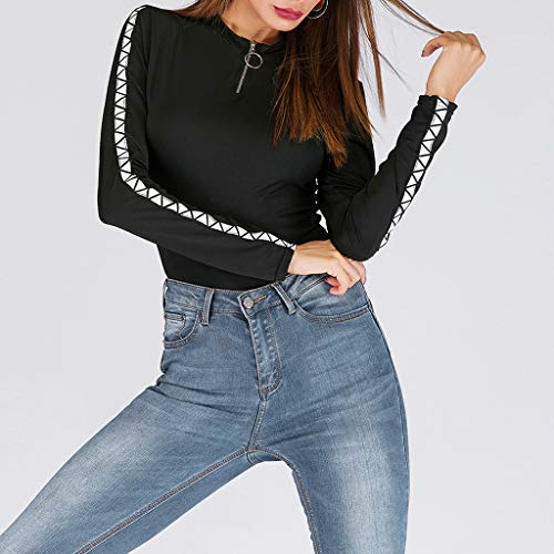 image for Nihewoo Bodysuit for Women Bodycon Jumpsuits Zipper Long Sleeve Bodysu