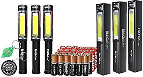 AOR Power Nebo #6306 Big Magnum Larry Flashlight Worklight COB LED Super Bright Magnetic (6 Pack - Black)