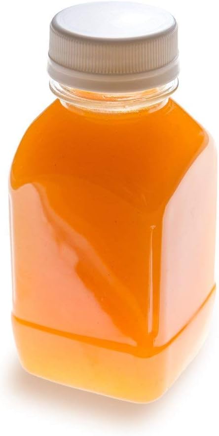 12pcs - Empty Clear Reusable Bottles - Square PET [250ml 9oz, 12 Pack] Juice Milk Food Grade BPA FREE - WHITE tamper evident caps for Juice Shops, Cafés & Catering Events - Disposable and EcoFriendly