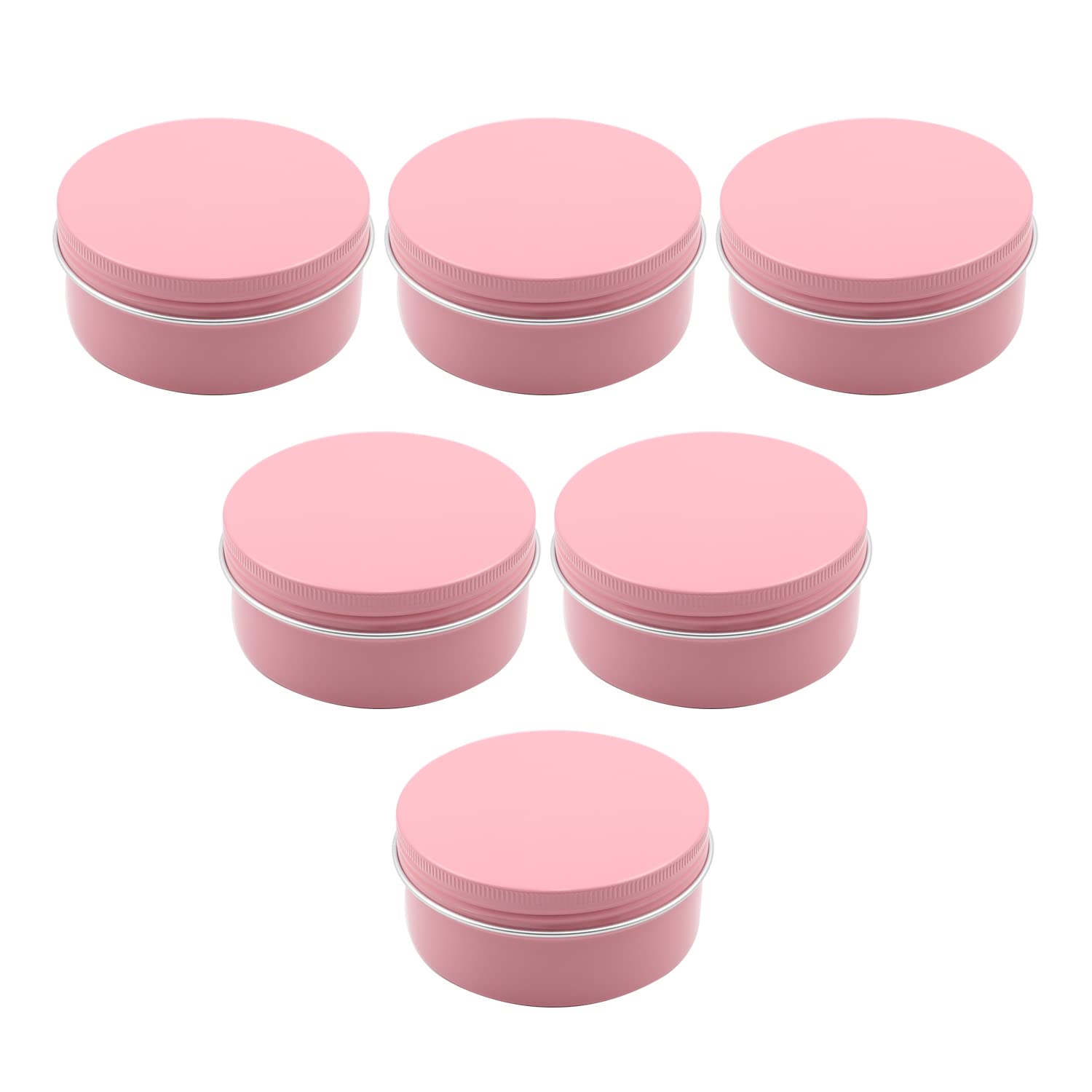 Othmro 150ml Aluminium Tin Jars, 6pcs Round Metal Tins Empty Storage Containers, Makeup Storage Can Candles Jars Tins with Lid for DIY Crafts Travel Storage Pink (150ml/5oz)