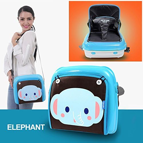 GrowRight Portable Multifunctional Baby Infant Travel Booster Seat &amp; Diaper Bag / Plastic Storage Case - (Blue Elephant, up to 44 Pounds)