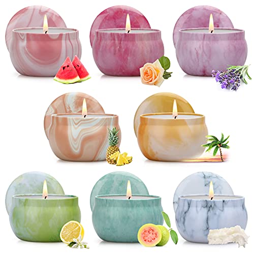 Scented Candles Gifts Set for Women, 8 Pack Aromatherapy Candle 120 Hours Burning Time, Natural Soy Wax Candle Portable Tin Candle Gift Set for Birthday, Wedding, Gift Sets for her