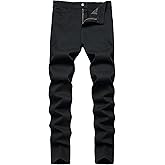 Keevoom Mens Stretch Skinny Flat-Front Fashion Style Comfy Solid Casual Slim Fit Business Dress Chinos Pants