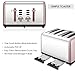 4 Slice toaster, Extra Wide Toaster 4 Slice Stainless Steel with Defrost/Reheat/Cancel/Quick Buttons 7 Browning Settings, 1400W, Rose Gold