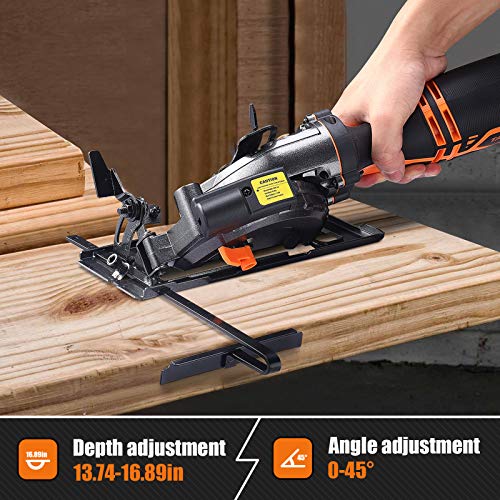 TACKLIFE Circular Saw, 5.8A 3500RPM, Metal Handle, 6 Blades (43/4" & 4