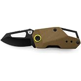 TRUE Berm Keychain Knife, Everyday Carry Pocket Knife - Black &amp; Olive | 1.5in Modified Clip Point Blade, 7Cr17MoV Stainless Steel, EDC, Compact, G10 Handle, Liner Lock, Carabiner, Reversible Clip