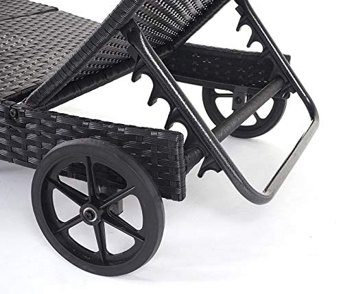 Mendler Sonnenliege HWC-D80, Gartenliege Relaxliege Liege, Poly-Rattan - anthrazit, Kissen Terracotta – Bild 8