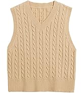 BYSCHAGRL Womens V Neck Sleeveless Sweater Vest Cable Knit Solid Color Crop Top