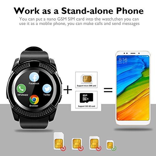 Bluetooth Smart Watch With Camera Touch Screen Smartwatch Unlocked Smart Wrist Watch With Sim Card Slot Fitness Tracker For Android Smartphone Samsung IOS Apple Iphone 7 8 X Sony Men Women Kids