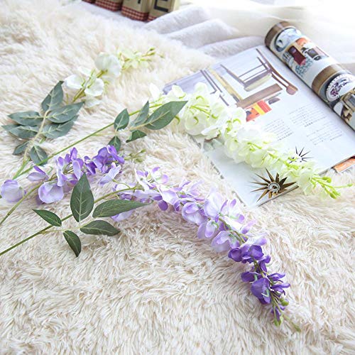 Gotian 39Inch Artificial Silk Wisteria Fake Garden Hanging Flower Plant Vine Wedding Decor Ideal for Festivals Parties Home Gardens Fencing Floral Tributes Sheds Decorations (Purple)