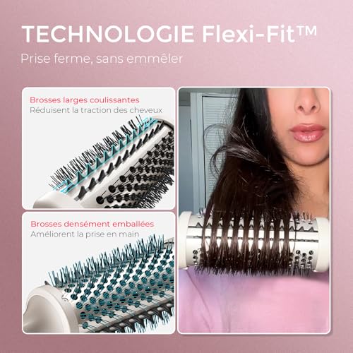 TYMO STYLUX Thermal Brush, 43 mm Thermal Brush, One-Step Ceramic Heated Curling Comb, 3 Temperatures, Electric Curling Brush for Smoothing and Volume