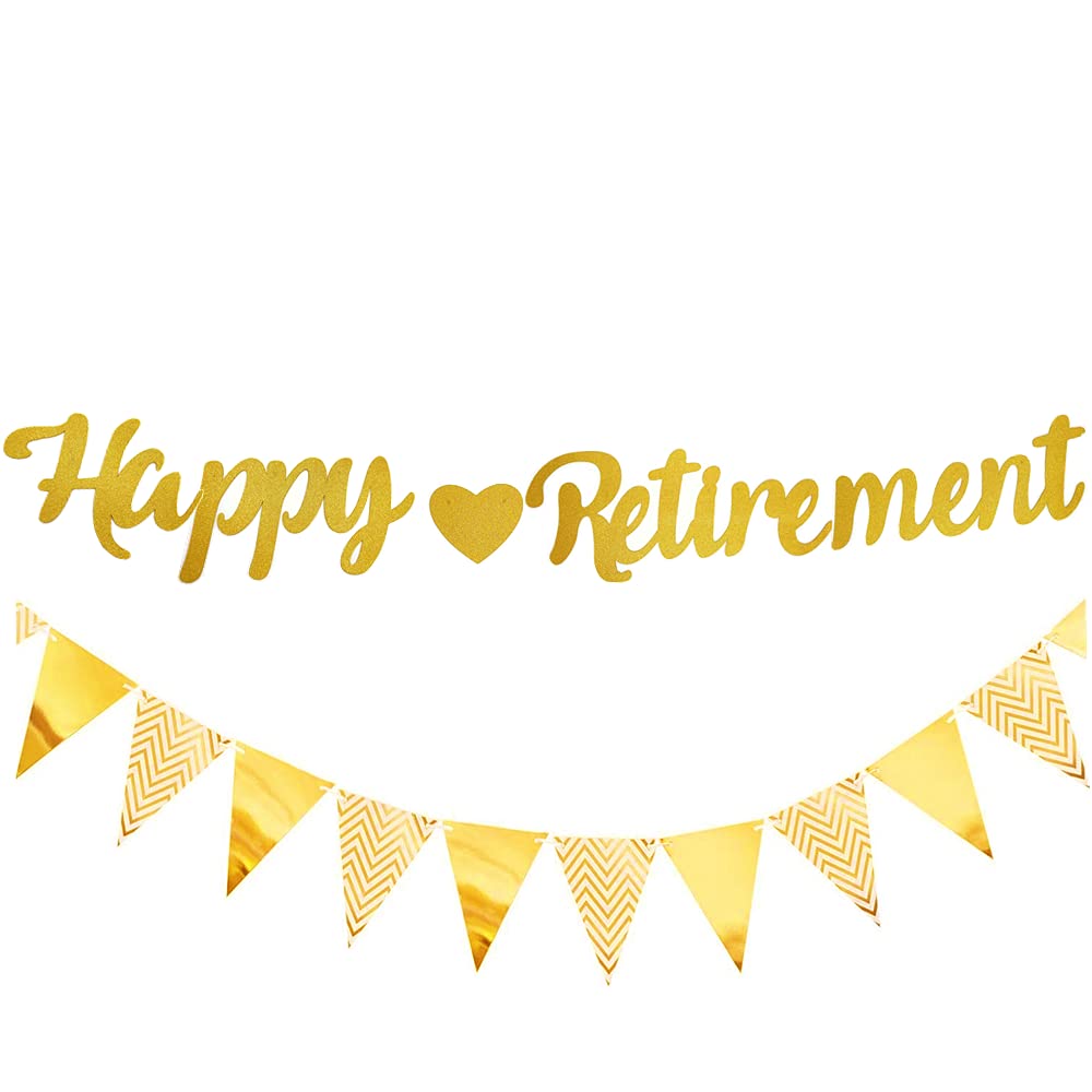 Happy Retirement Banner - Gold Party Decoration With Bunting Flags for Women and Men - The Legend Has Retired