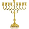 Hanukkah Menorah 9 Branch Gold Plated Jewish Menorahs for Chanukah Candle Holder Shabbat