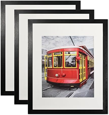 11 by 14 Inch Black Picture Frame Pack of 3 for Pictures 8x10 with Mat or 11x14 Without Mat for Wall or Tabletop Decoration