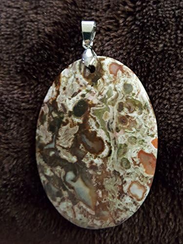 Leopardskin Jasper Sterling Silver 925 Pendant Free Cord Necklace 18"