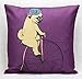 Queen's designer Cotton Linen Square Decorative Throw Pillow Case Personalized Cushion Cover Cute Animal Lion and Jellyfish Riding a Bicycle 18