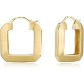 Gold Plated Huggie Hoop Earrings for Women Square Round Thick Hoop Earrings Jewelry Gift