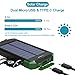 Solar Charger with Qi Wireless Charging, Fojojo 10000mAh Solar Phone Charger with 2.1A Input/Output, Waterproof Outdoor Portable Solar Power Bank with Strong Flashlight and Carabiner Compass
