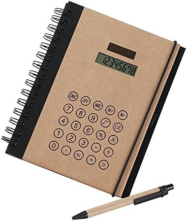 KHHK Multifunctional Spiral Bound Notebook A5 Hardcover Notepad Journal with Solar Caculator and Sticky Memo Notes, College Ruled, 8 x 6.8 Inchs, 70 Sheets