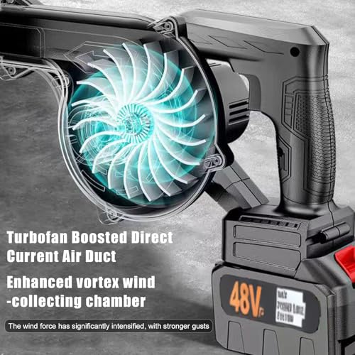 Leaf Blower Cordless with 2 Batteries&Charger,Battery Powered 2-in-1 Electric Leaf Blower,Portable Lightweight Handhold Blowers for Blowing Leaves,Patio Cleaning,Lawn Care,Car,Computer Host (Black)