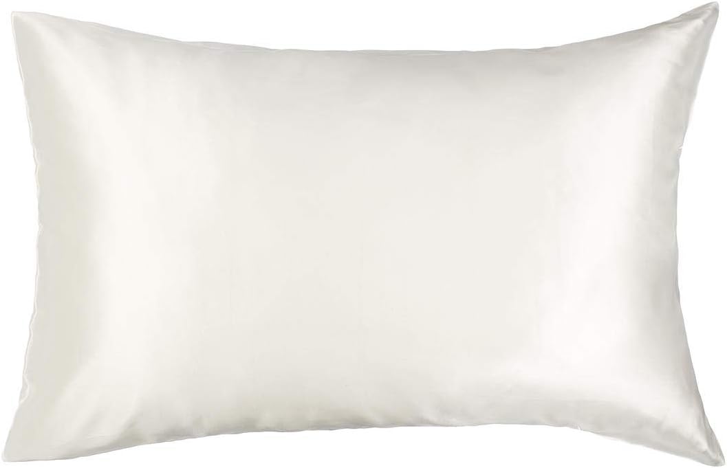Both Side 100% Pure Mulberry Silk 26 Momme Charmeuse Silk Pillowcase Standard 50cm x 75cm - 1pc Hypoallergenic (Ivory White)