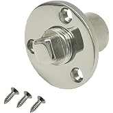 Garboard Boat Drain Plug Kit for 1 Inch Hole Marine Vent Connector | 316 Stainless Steel Flange Diameter 2'' with Mounting Screws for 25mm Hole