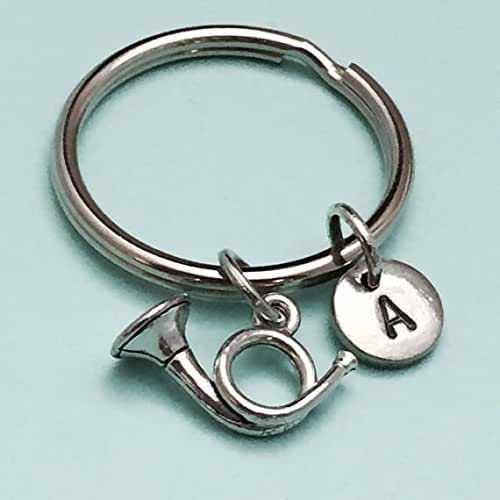 Hunting horn keychain, hunting horn charm, hunting keychain