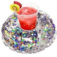 Pool Candy Inflatable Silver Glitter Drink Floats (2 Pack)