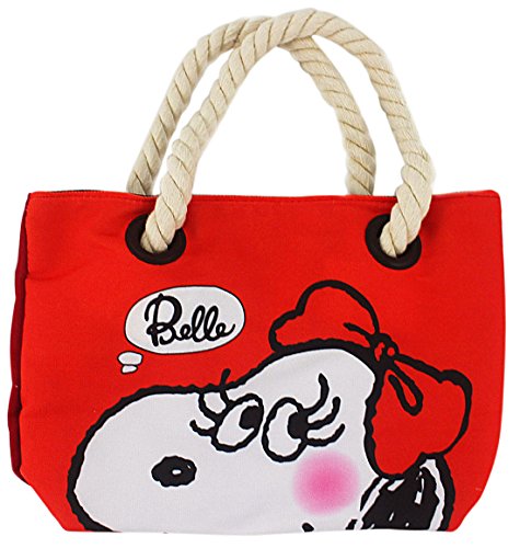Red Peanuts Belle Beagle Canvas Purse with Rope Handle