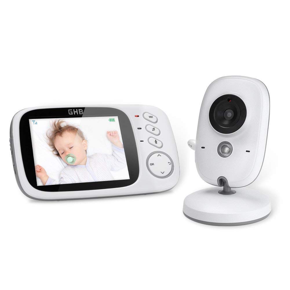 GHB Babyphone 3,2 Zoll Smart Baby Monitor mit TFT LCD Bildschirm Nachtsichtkamera und Temperaturüberwachung (Babyeinheit ohne Akku)
