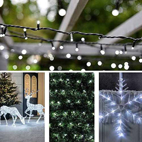 Christmas String Lights Solar Powered 33 Ft 100 LED 8 Modes Twinkle Lighting Fairy Light Outdoor Waterproof Tree Lamp for Party Garden Decor(White, 1)