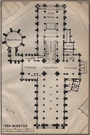 York Minster Floor Plan Yorkshire Baedeker 1910 Old Antique