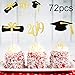 CHENGU Graduation Cupcake Toppers, 2019 Cap Graduation Picks for Mini Cake, Graduate Food and Appetizer Decoration (Gold and Black Style, 72 Pieces)