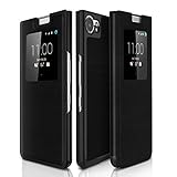 BlackBerry KEYone Case, BASSTOP Flip PU Leather Full Coverage Luxury Hard PC Back case cover with Sleep Function for BlackBerry KEYone, Black
