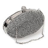 BMC Clear Rhinestone Armor Mesh Chainmail Covered Oval Shaped Fashion Clutch